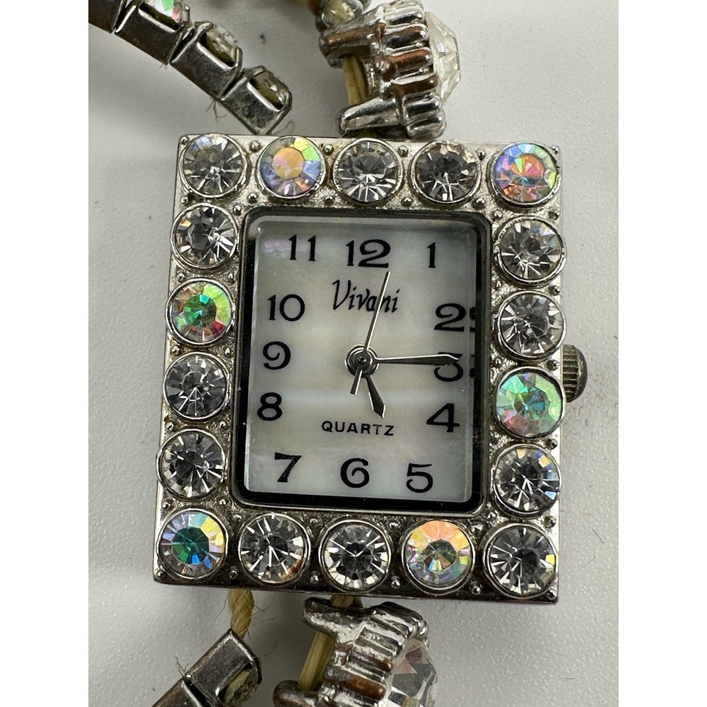 Vivani K495 New‎ Battery Ladies MOP Watch 23MM 6" Stretch Rhinestone Band P97